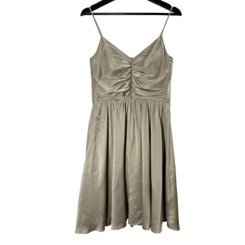 Banana Republic dress sz 4 silk slip dress tank v neck taupe womens NEW - Picture 2 of 10